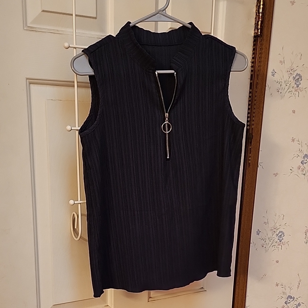 SHEIN Ribbed Zippered Tank Top